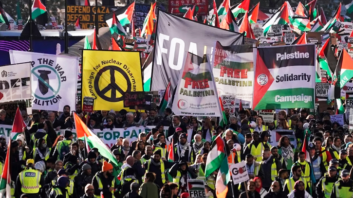 Thousands march in London demanding permanent ceasefire in Gaza