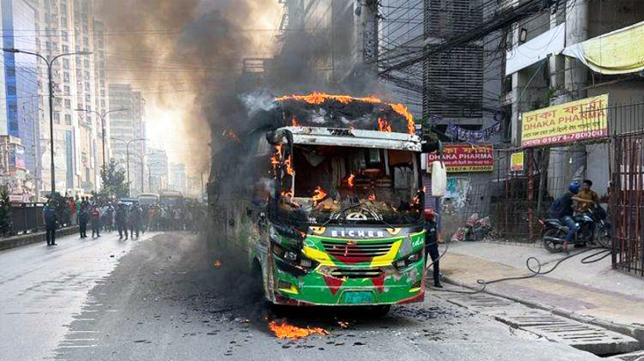 Bus in captial’s Matuail set ablaze