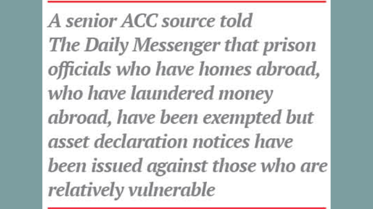 ACC probes ‘illegal assets’ of 11 prison officials