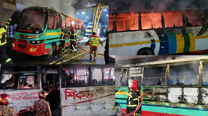 3 buses burnt in Dhaka on eve of return to blockade