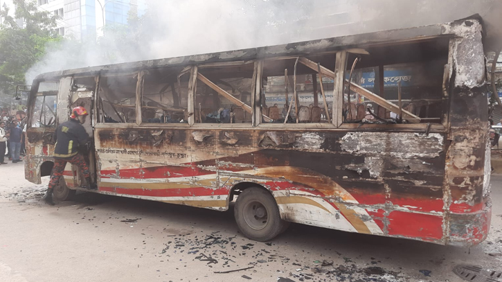 Bus torched in capital’s Bijoynagar area