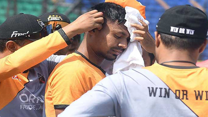 Mustafiz taken to hospital after being hit by a ball