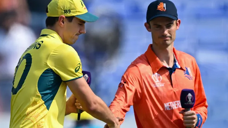 Australia wins the toss and will bat first against the Netherlands 