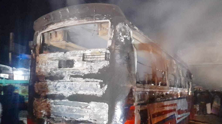 Parked bus set on fire in Savar