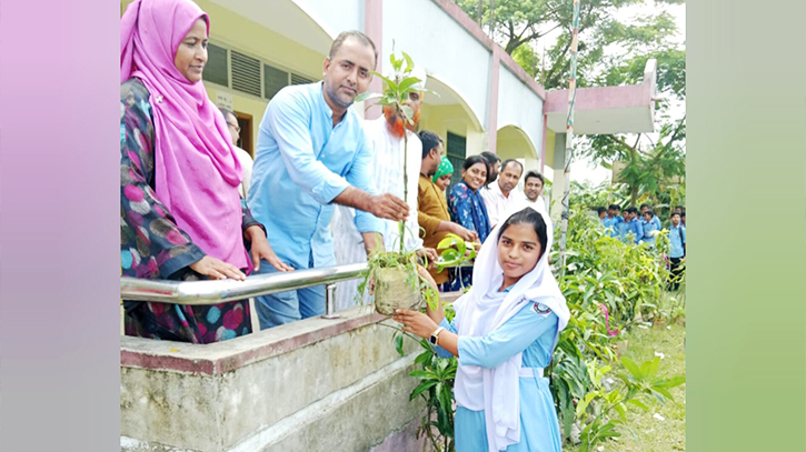 বাজিতপুরে প্রত্যেক শিক্ষার্থীকে একটি করে চারাগাছ উপহার