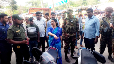 যানজট নিরসনে দোকান উচ্ছেদ, ১০ টি গাড়িতে জরিমানা