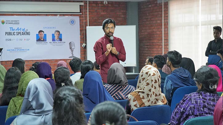 স্টেট ইউনিভার্সিটিতে পাবলিক স্পিকিং ওয়ার্কশপ অনুষ্ঠিত