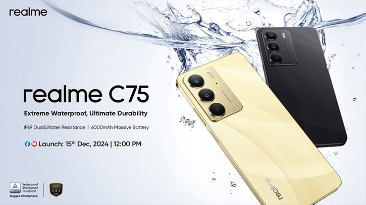 realme to bring C75 as the first mid-range smartphone with IP69 water proof rating