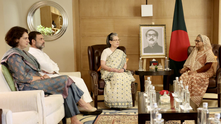 PM Hasina meet Sonia Gandhi, Rahul and Priyanka