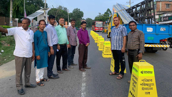 Road dividers installed in front of CUET after student movement