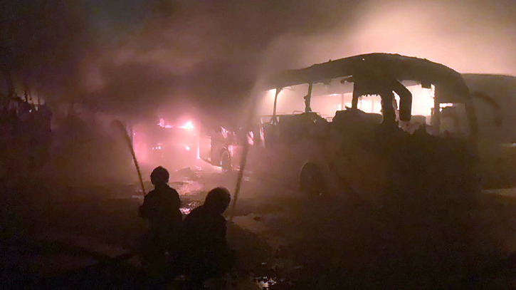 Fire breaks out on several parked buses in Dhaka’s Demra