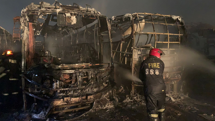 Fire on several buses in Dhaka’s Demra under control