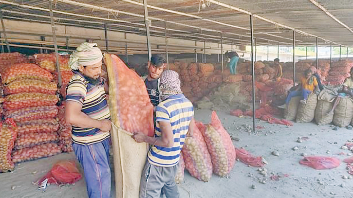 Imported Indian potatoes being stockpiled in Rajshahi cold storage