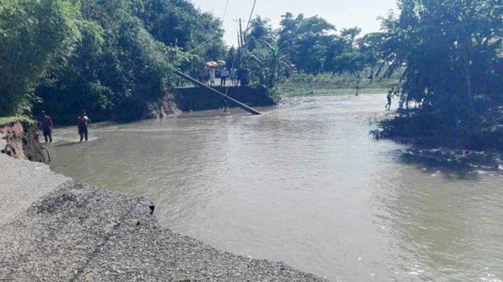 Flood damage to roads in Chhatak, Sunamganj