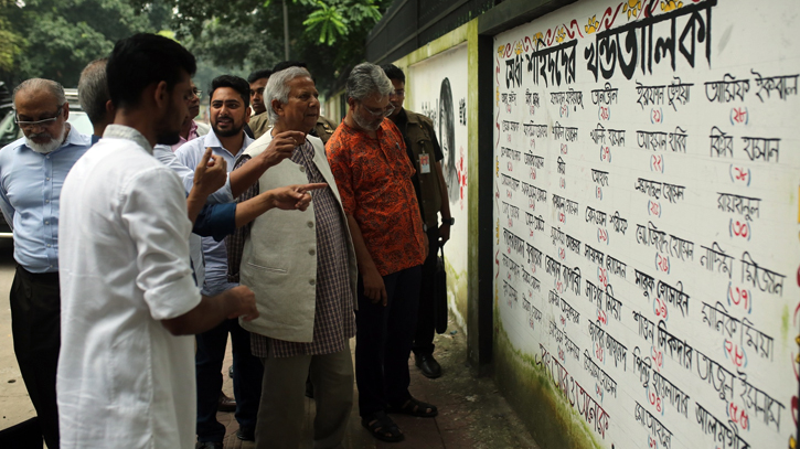 Chief Adviser visits DU campus to see graffiti drawn by youth