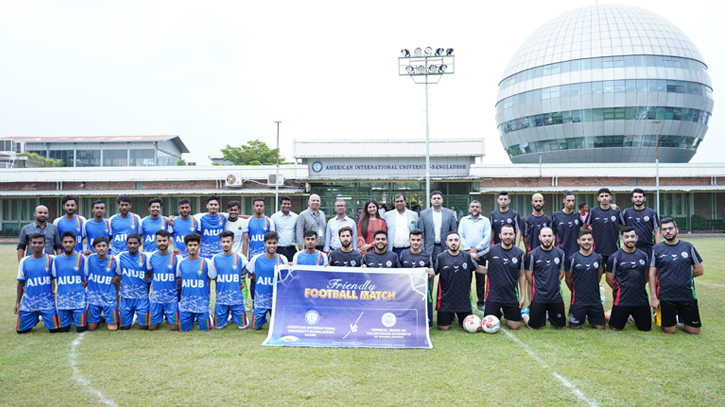 AIUB Hosts Friendly Football Match with Palestinian Students of BD