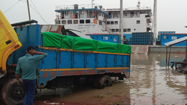 Ilisha ferry terminal in Bhola submerged in floodwaters, ferry operations disrupted