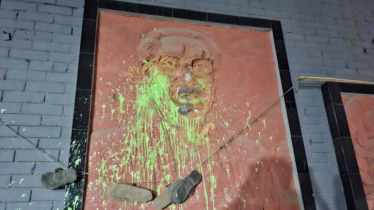 Student protesters demolish Sheikh Mujib’s mural at JU