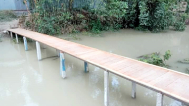Local youth build wooden bridge for flood-affected people in Tangail