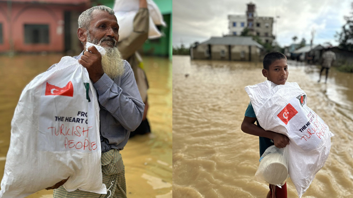 Turkey distributes releif to flood disrupts people in Bangladesh