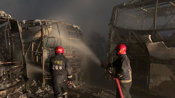 Inquiry committee formed over fire on 14 buses in Dhaka’s Demra