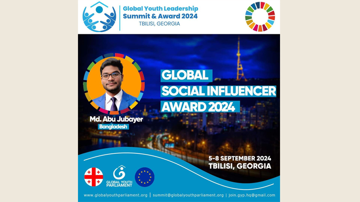 Bangladesh’s Jubayer nominated for Global Social Influencer Award