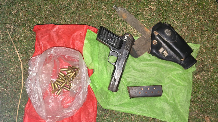 Foreign pistol, magazine, and 37 rounds of ammunition recovered in Joypurhat