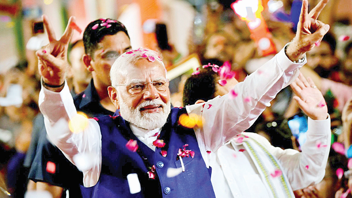 Modi celebrates victory in India vote, but falls short of landslide