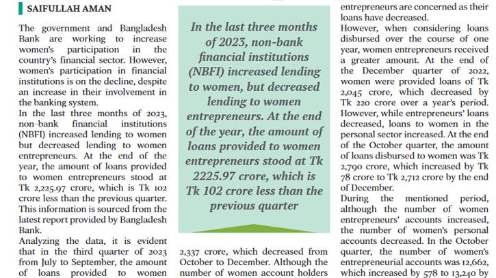 NBFIs slash lending to women entrepreneurs